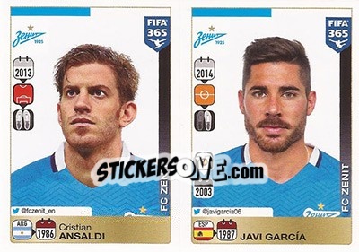Sticker Cristian Ansaldi / Javi García - FIFA 365: 2015-2016 n. 740-741 - Panini