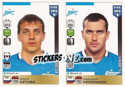 Sticker Artem Dzyuba / Aleksandr Kerzhakov - FIFA 365: 2015-2016 - Panini