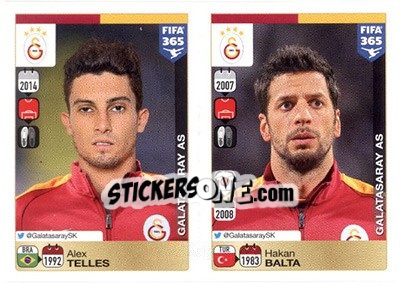 Sticker Alex Telles / Hakan Balta - FIFA 365: 2015-2016 - Panini