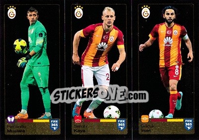 Sticker Fernando Muslera - Semih Kaya - Selcuk Inan - FIFA 365: 2015-2016 n. 773-774-775 - Panini
