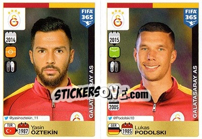 Sticker Yasin Öztekİn - Lukas Podolski - FIFA 365: 2015-2016 n. 787-788 - Panini
