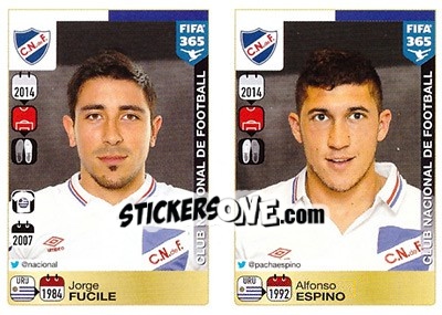 Sticker Jorge Fucile - Alfonso Espino - FIFA 365: 2015-2016 n. 796-797 - Panini