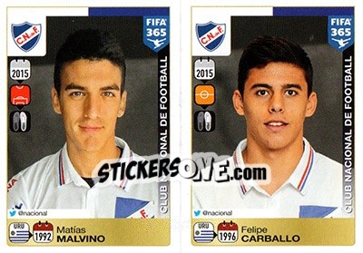 Sticker Matías Malvino / Felipe Carballo - FIFA 365: 2015-2016 n. 798-799 - Panini