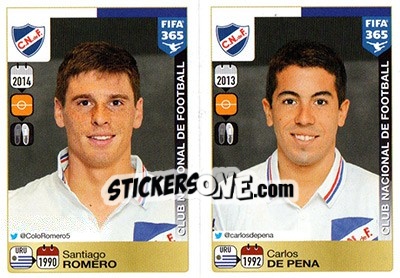 Sticker Santiago Romero / Carlos De Pena - FIFA 365: 2015-2016 n. 802-806 - Panini