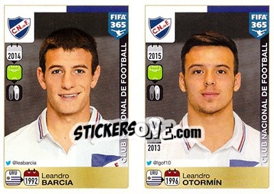 Sticker Leandro Barcia / Leandro Otormín - FIFA 365: 2015-2016 - Panini