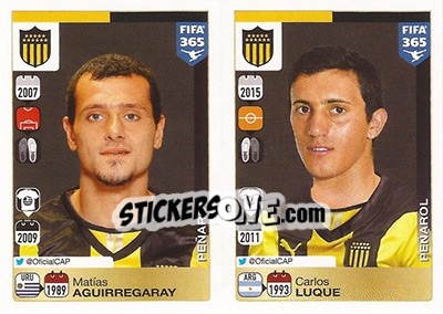 Sticker Matías Aguirregaray / Carlos Luque - FIFA 365: 2015-2016 n. 828-829 - Panini