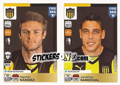 Figurina Nahitán Nández / Jonathan Sandoval - FIFA 365: 2015-2016 n. 832-836 - Panini