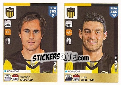 Sticker Hernán Novick / Luis Aguiar - FIFA 365: 2015-2016 n. 843-844 - Panini
