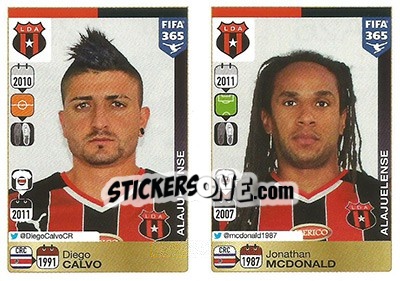Cromo Diego Calvo / Jonathan McDonald - FIFA 365: 2015-2016 n. A25-A26 - Panini
