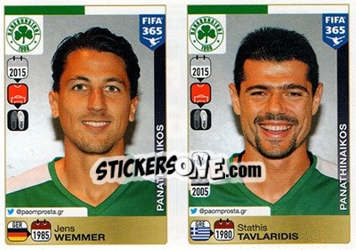 Sticker Jens Wemmer-Stathis Tavlaridis - FIFA 365: 2015-2016 n. C6-C7 - Panini
