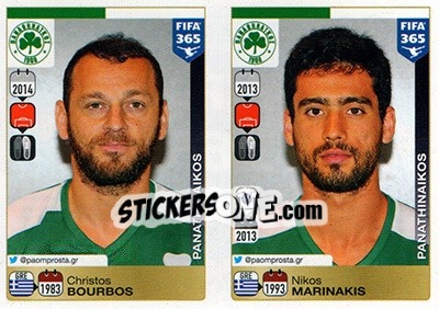 Sticker Christos Bourbos-Nikos Marinakis - FIFA 365: 2015-2016 n. C8-C9 - Panini