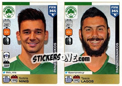 Sticker Sotiris Ninis-Tasos Lagos - FIFA 365: 2015-2016 n. C10-C11 - Panini