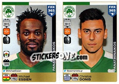 Cromo Michael Essien / Christos Donis - FIFA 365: 2015-2016 - Panini