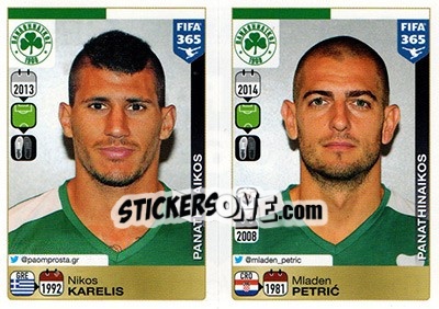 Sticker Nikos Karelis-Mladen Petric - FIFA 365: 2015-2016 n. C29-C30 - Panini