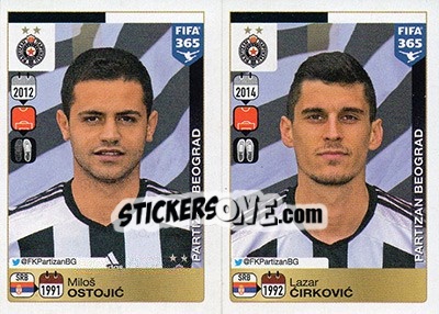 Sticker Miloš Ostojic-Lazar Cirkovic - FIFA 365: 2015-2016 n. D4-D5 - Panini