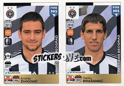 Sticker Andrija Živkovic-Darko Brašanac - FIFA 365: 2015-2016 n. D23-D24 - Panini