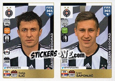 Sticker Saša Ilic-Ivan Šaponjic - FIFA 365: 2015-2016 n. D27-D28 - Panini