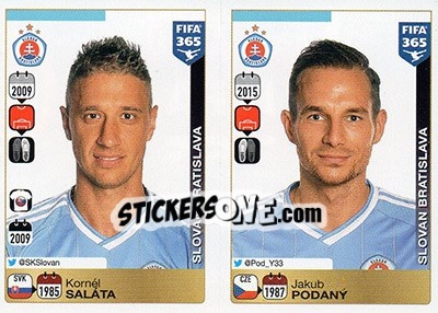 Sticker Kornél Saláta / Jakub Podaný - FIFA 365: 2015-2016 n. E8-E9 - Panini