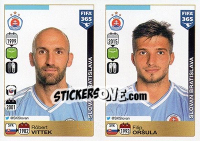 Sticker Róbert Vittek-Filip Oršula - FIFA 365: 2015-2016 n. E27-E28 - Panini