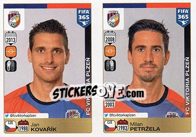 Sticker Jan Kovařík-Milan Petržela - FIFA 365: 2015-2016 - Panini