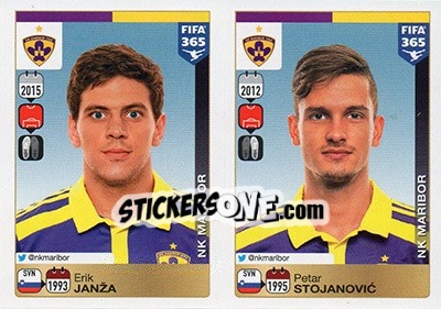 Sticker Erik Janža-Petar Stojanovic - FIFA 365: 2015-2016 n. F4-F5 - Panini