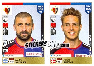Sticker Walter Samuel / Daniel Høegh - FIFA 365: 2015-2016 n. L4-L5 - Panini