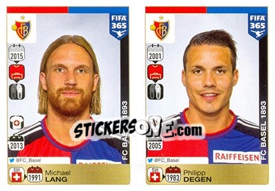 Sticker Michael Lang / Philipp Degen - FIFA 365: 2015-2016 n. L6-L7 - Panini