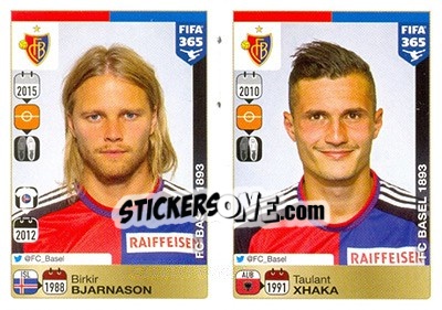 Sticker Birkir Bjarnason-Taulant Xhaka - FIFA 365: 2015-2016 - Panini