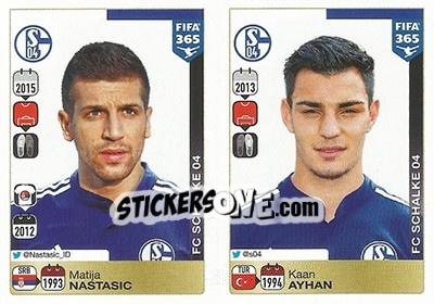 Sticker Matija Nastasic / Kaan Ayhan - FIFA 365: 2015-2016 n. P6-P7 - Panini