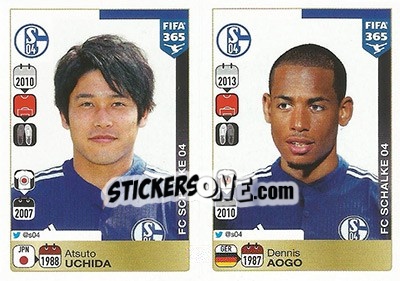 Sticker Atsuto Uchida / Dennis Aogo - FIFA 365: 2015-2016 n. P8-P9 - Panini