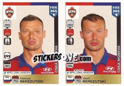 Sticker Aleksei Berezutski / Vasili Berezutski - FIFA 365: 2015-2016 - Panini