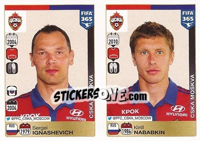 Sticker Sergei Ignashevich / Kirill Nababkin - FIFA 365: 2015-2016 n. Q6-Q7 - Panini