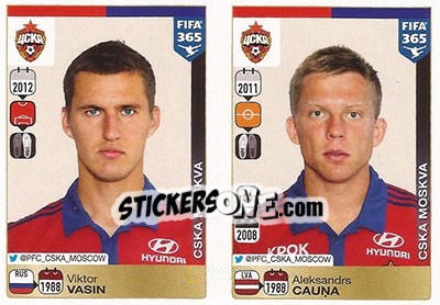 Sticker Viktor Vasin / Aleksandrs Cauna - FIFA 365: 2015-2016 n. Q10-Q11 - Panini