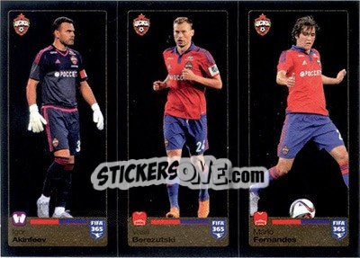 Sticker Igor Akinfeev / Vasili Berezutski / Mario Fernandes - FIFA 365: 2015-2016 n. Q13-Q14-Q15 - Panini