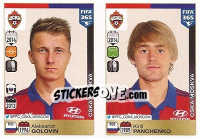 Sticker Aleksandr Golovin / Kirill Panchenko - FIFA 365: 2015-2016 n. Q27-Q28 - Panini
