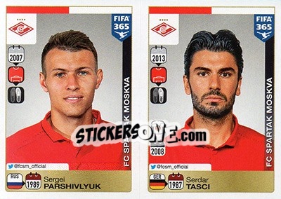 Sticker Sergei Parshivlyuk / Serdar Tasci - FIFA 365: 2015-2016 n. Q36-Q37 - Panini