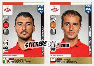 Sticker Salvatore Bocchetti / Roman Shirokov - FIFA 365: 2015-2016 n. Q38-Q39 - Panini
