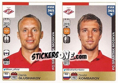 Sticker Denis Glushakov / Dmitri Kombarov - FIFA 365: 2015-2016 n. Q55-Q56 - Panini