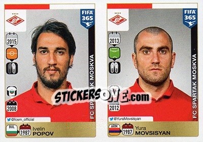 Sticker Ivelin Popov / Yura Movsisyan - FIFA 365: 2015-2016 n. Q57-Q58 - Panini
