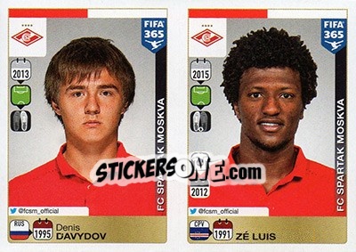 Sticker Denis Davydov / Zé Luís - FIFA 365: 2015-2016 - Panini