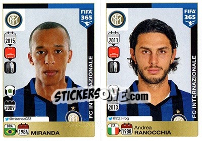 Sticker Miranda / Andrea Ranocchia - FIFA 365: 2015-2016 n. R4-R5 - Panini