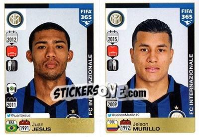 Sticker Juan Jesus / Jeison Murillo - FIFA 365: 2015-2016 n. R6-R7 - Panini