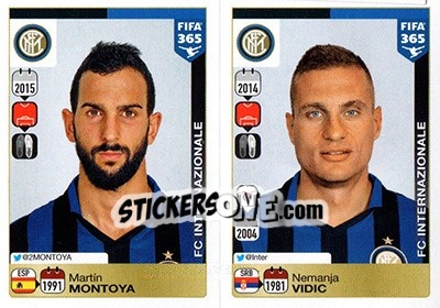Sticker Martín Montoya / Nemanja Vidic - FIFA 365: 2015-2016 - Panini