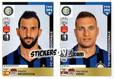 Sticker Martín Montoya / Nemanja Vidic - FIFA 365: 2015-2016 n. R8-R9 - Panini