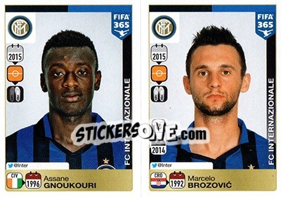 Sticker Assane Gnoukouri / Marcelo Brozovic - FIFA 365: 2015-2016 n. R12-R16 - Panini