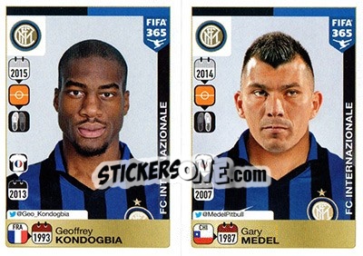Sticker Geoffrey Kondogbia / Gary Medel - FIFA 365: 2015-2016 n. R23-R24 - Panini