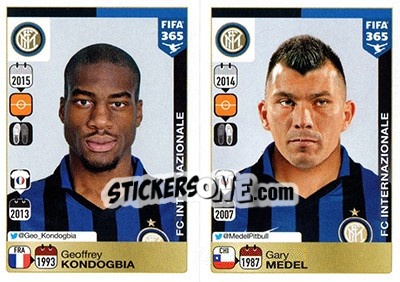 Figurina Geoffrey Kondogbia / Gary Medel - FIFA 365: 2015-2016 - Panini