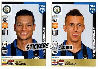 Sticker Fredy Guarín / Ivan Perišic - FIFA 365: 2015-2016 n. R25-R26 - Panini