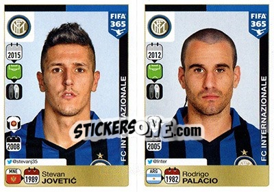 Sticker Stevan Jovetic / Rodrigo Palacio - FIFA 365: 2015-2016 n. R27-R28 - Panini