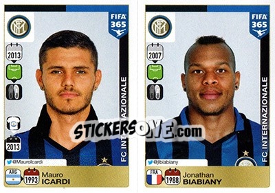 Sticker Mauro Icardi / Jonathan Biabiany - FIFA 365: 2015-2016 n. R29-R30 - Panini